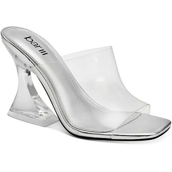 Bar III Shoes - New w/Box Bar III Cherr Clear Vinyl Acrylic Heel Dress Mules/Sandals Size 7.5